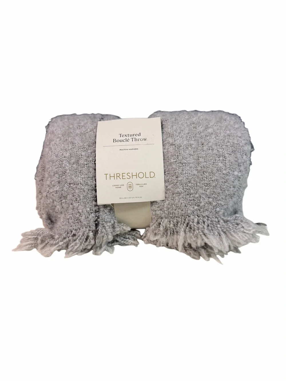 New Threshold Textured Boucle Throw Gray Window Pane Design 50X60